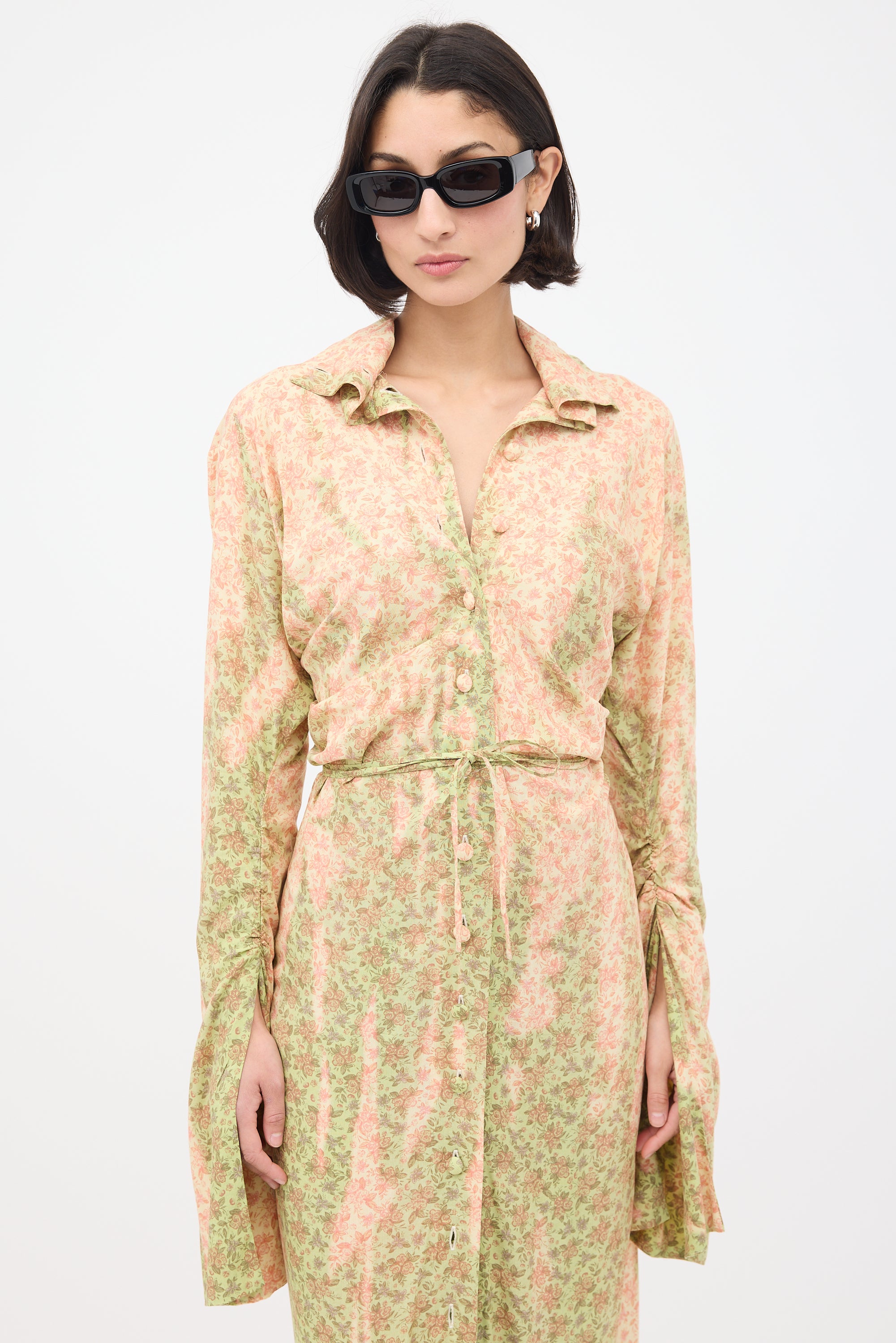 Acne Studios // Floral Ruched Dress VSP Consignment Acne Studios // Floral Ruched Dress VSP Consignment