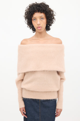 Acne Studios Pink Mohair Off Shoulder Sweater