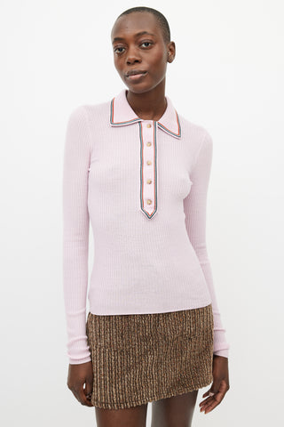 Acne Studios Pink & Multicolour Ribbed Polo