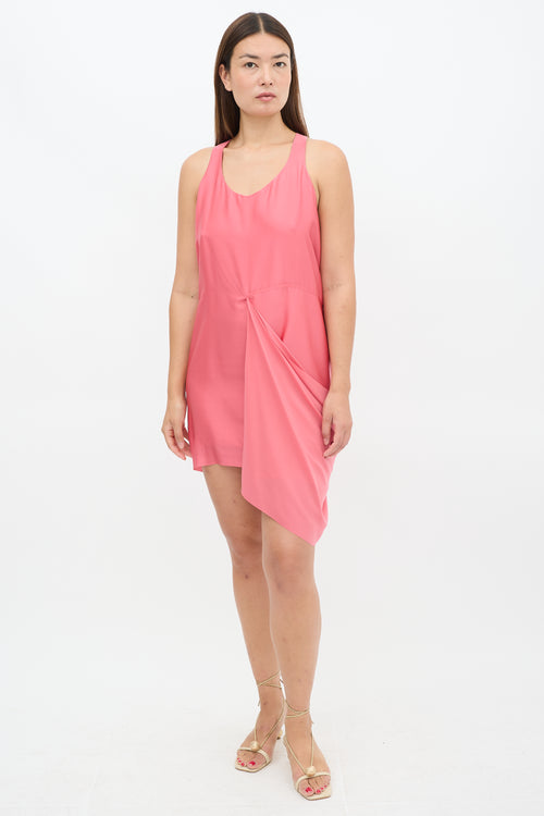 Acne Studios Pink Satin Drape Mini Dress