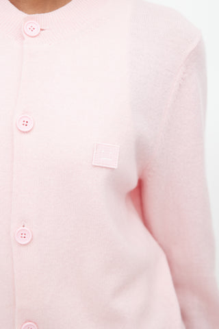 Acne Studios Pink Wool Face Cardigan