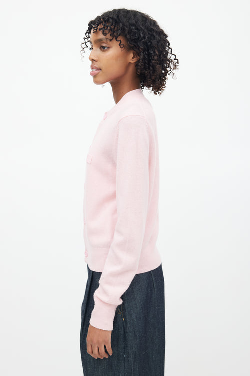 Acne Studios Pink Wool Face Cardigan