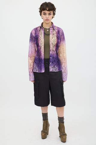 Acne Studios Purple & Beige Gradient Floral Lace Shirt