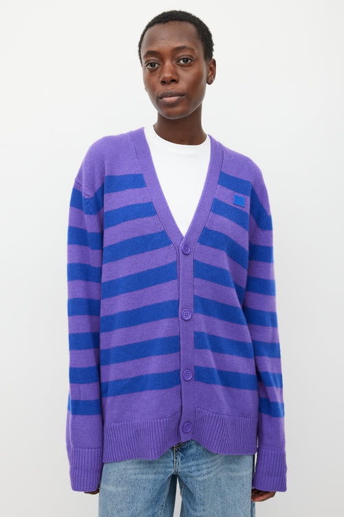 Acne Studios Purple & Blue Wool Striped Cardigan