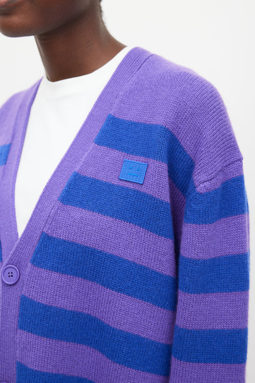 Acne Studios Purple & Blue Wool Striped Cardigan