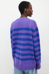 Acne Studios Purple & Blue Wool Striped Cardigan