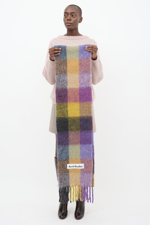 Acne Studios Purple & Yellow Wool Checkered Scarf