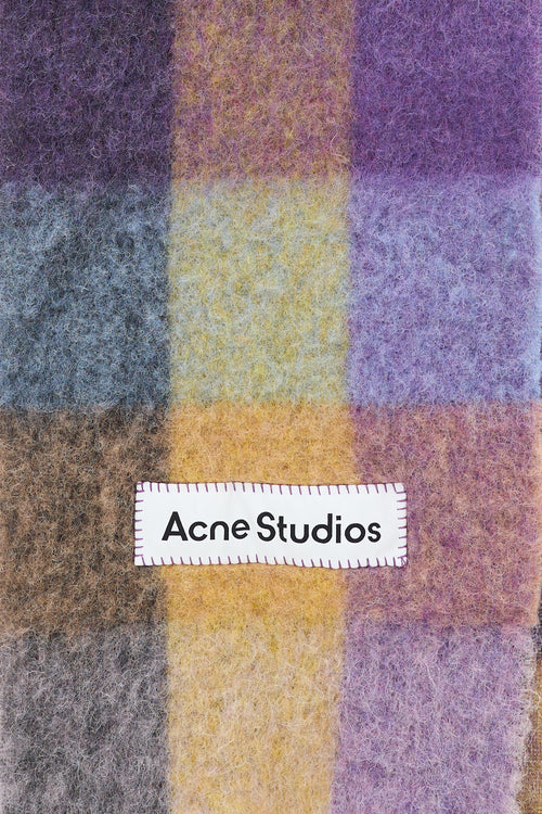 Acne Studios Purple & Yellow Wool Checkered Scarf