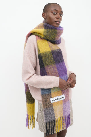 Acne Studios Purple & Yellow Wool Checkered Scarf