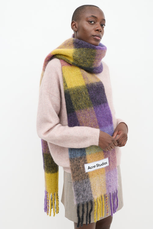 Acne Studios Purple & Yellow Wool Checkered Scarf