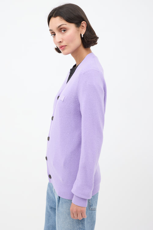 Acne Studios Purple Wool Face Logo Cardigan