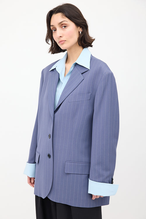 Acne Studios Purple Wool Pinstripe Blazer