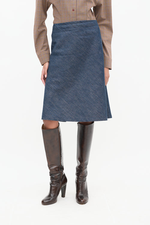 Acne Studios Raw Denim A-Line Midi Skirt