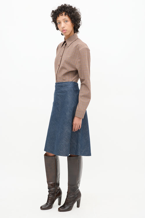 Acne Studios Raw Denim A-Line Midi Skirt