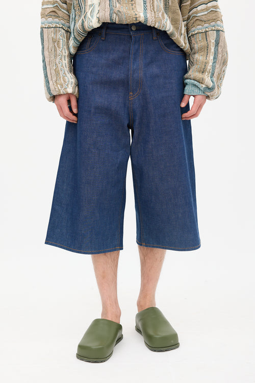 Acne Studios Raw Denim Wide Leg Shorts