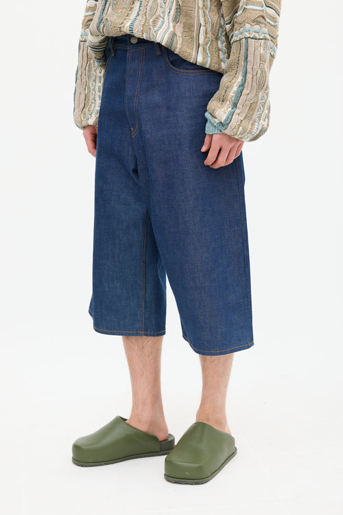 Acne Studios Raw Denim Wide Leg Shorts