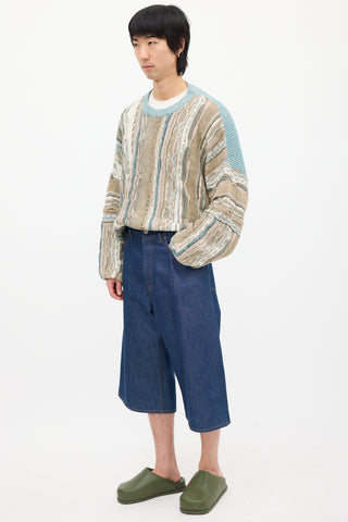 Acne Studios Raw Denim Wide Leg Shorts