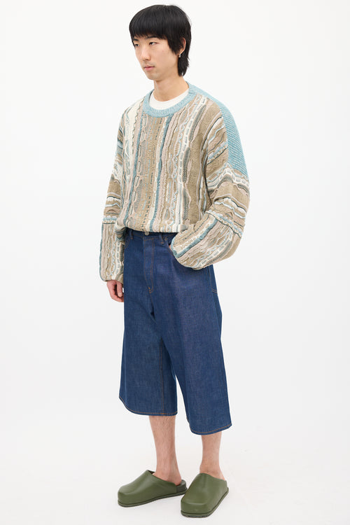 Acne Studios Raw Denim Wide Leg Shorts