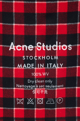 Acne Studios Red & Black Wool Cassiar Check Logo Scarf