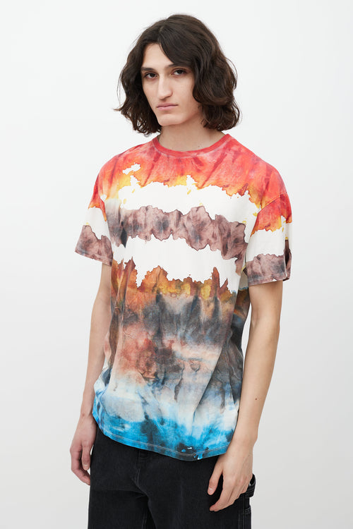 Acne Studios Red & Multicolour Watercolour T-Shirt