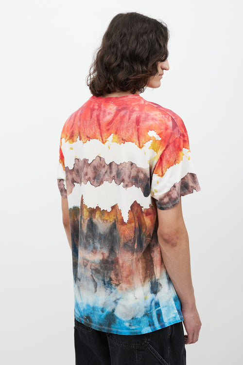 Acne Studios Red & Multicolour Watercolour T-Shirt