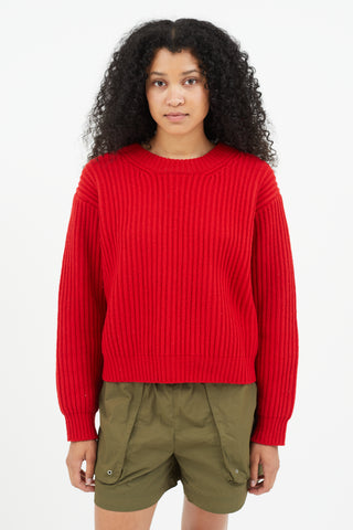 Acne Studios Red Ribbed Wool Sweater