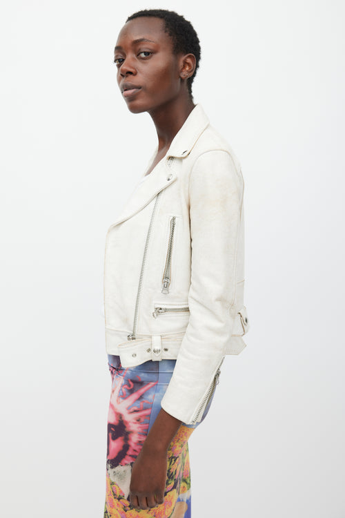 Acne Studios SS 2015 White Mock Scratch Leather Jacket