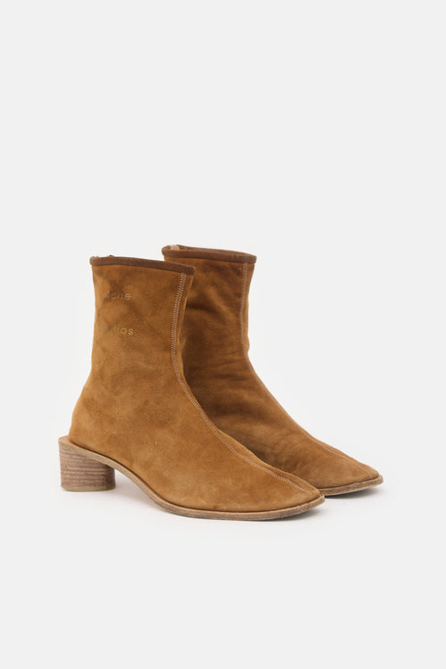 Acne Studios Suede Bertine Logo Boot