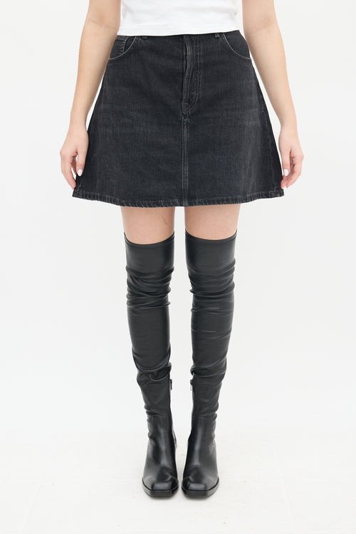 Acne Studios Washed Black Denim A-Line Mini Skirt