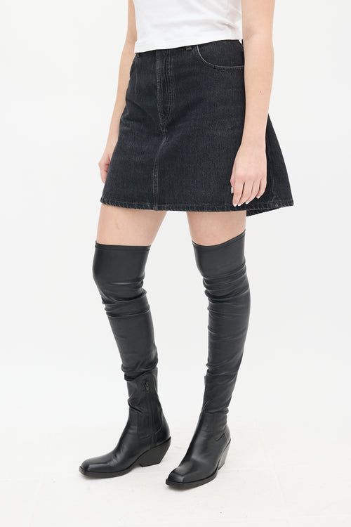 Acne Studios Washed Black Denim A-Line Mini Skirt