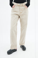 Acne Studios Beige Loose Fit Belted Jeans