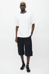 Acne Studios White & Black Logo Neck T-shirt