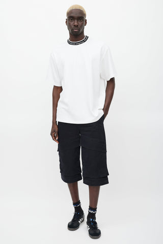 Acne Studios White & Black Logo Neck T-shirt