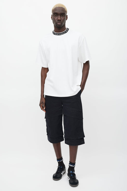 Acne Studios White & Black Logo Neck T-shirt