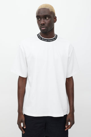 Acne Studios White & Black Logo Neck T-shirt
