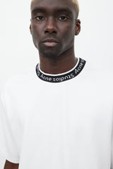 Acne Studios White & Black Logo Neck T-shirt