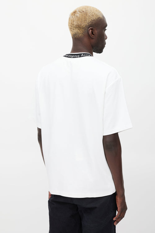 Acne Studios White & Black Logo Neck T-shirt