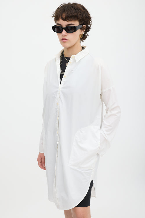 Acne Studios White Cotton Lash Tech Pop Shirt Dress