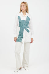 Acne Studios White & Green Cotton Long Sleeve Shirt