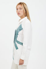 Acne Studios White & Green Cotton Long Sleeve Shirt