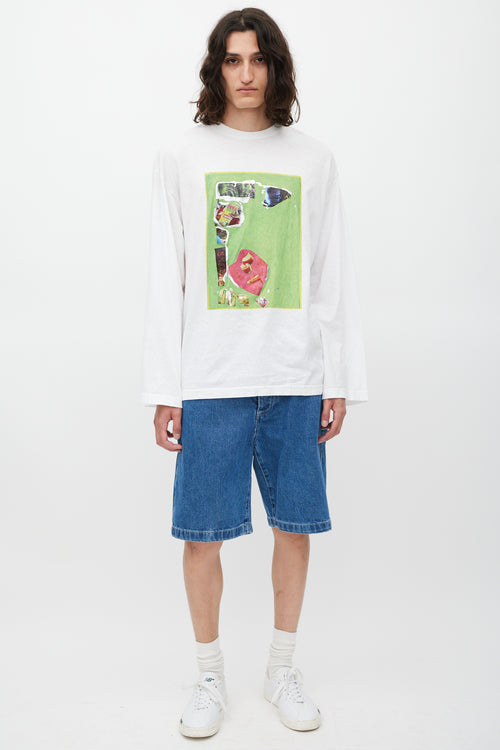 Acne Studios White & Multicolour Graphic Top