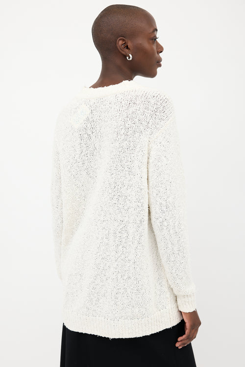 Acne Studios White Textured V-Neck Oversized Sweater