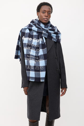 Acne Studios Wool Check Logo Scarf