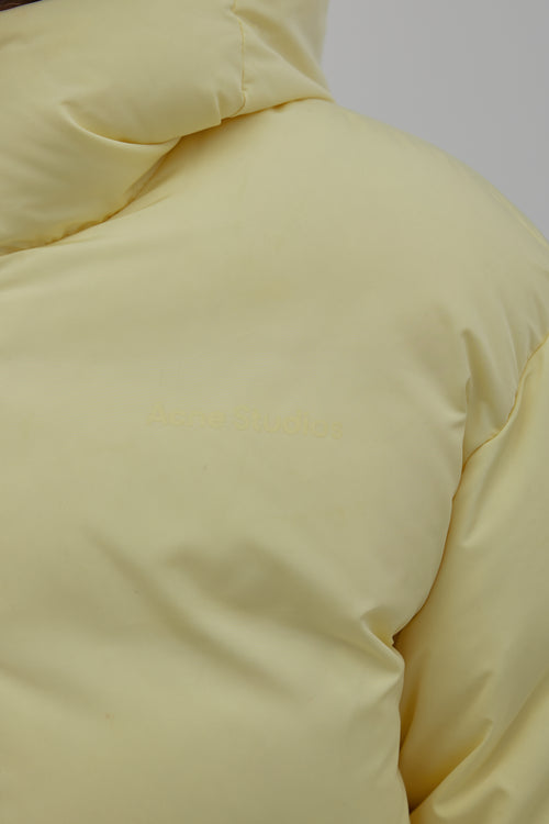 Acne Studios Yellow Hooded Cropped Down Jacket