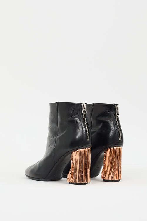 Acne Studios Black & Bronze Leather Ora Boot