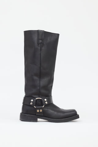 Acne Studios Black Leather Buckle Harness Boot