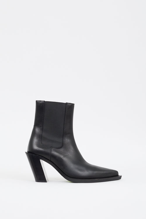 Acne Studios Black Leather Angled Heeled Chelsea Boot