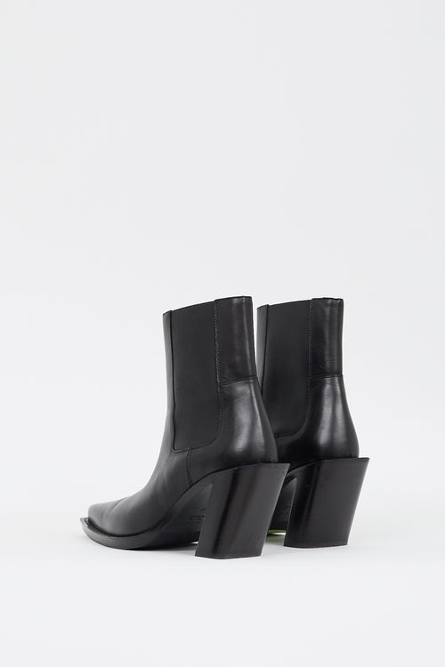 Acne Studios Black Leather Angled Heeled Chelsea Boot