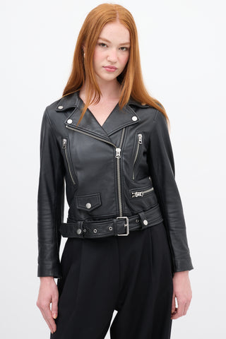 Acne Studios Black Leather Moto Jacket