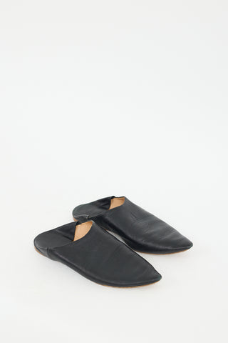 Acne Studios Black Leather Pointed Toe Convertible Flat